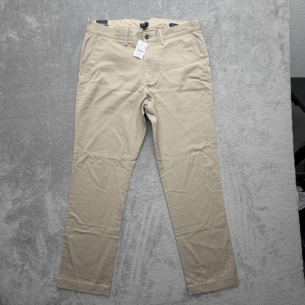 J.CREW Pants Mens Measured 35x30 Beige Chino Straight Flex Cotton Stretch